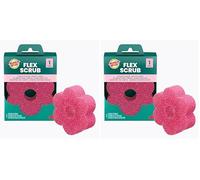 Scotch-Brite Flex Scrub, Esponja para Fregar, No Raya con Forma Flexible - Estropajo Rosa Multiuso para Cocina, Baño y Limpieza del Hogar, Lavable (Paquete de 2)