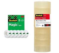 Scotch Cinta Adhesiva Invisible Transparente, 8 Rollos, 19 mm x 33 m, Cinta Adhesiva para Uso General