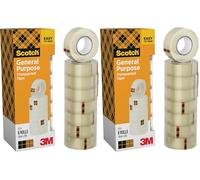 Scotch Cinta Adhesiva Transparente, 8 Rollos, 19 mm x33 m, Cinta Adhesiva para Uso General para el Colegio, el Hogar y la Oficina (Paquete de 2)