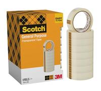 Scotch Cinta adhesiva transparente – 8 rollos, 19 mm x 66 m – Uso general