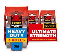 Scotch Cinta de embalaje de envío resistente, transparente, suministros de envío y embalaje, 1.9 pulgadas x 22.2 yardas, 3 rollos de cinta con dispensadores