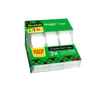 Scotch · Cinta Invisible 19mm x 7,5m · Pack 3 Rollos con Dispensador