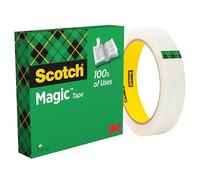 Scotch Cinta Mágica - 1 Rollo de 19 mm x 66 m + Dispensador Portátil - Cinta Adhesiva de Uso General para Reparación, Etiquetado y Sellado de Paquetes y Documentos