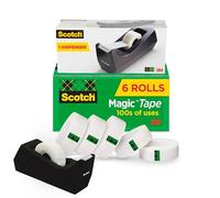 Scotch Cinta mágica, 6 rollos con dispensador, numerosas aplicaciones, invisible, diseñada para reparar, 3/4 x 1000 pulgadas, en caja (810K6C38)