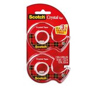 Scotch Crystal Cinta Super Transparente - 2 Rollos de 19 mm × 12 m en Dispensadores + 3.2 m GRATIS