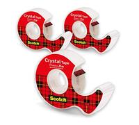 Scotch Crystal Cinta supertransparente, 19 mm x 25 m, 3 dispensadores manuales con rollos/paquete
