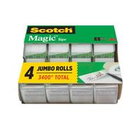 Scotch Dispensador de cinta mágica, 4 rollos jumbo, 1,9 cm x 2,159 cm | Cinta invisible con cientos de usos para el hogar, suministros de oficina, suministros escolares para profesores, etiquetado