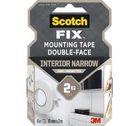 Scotch-Fix Cinta Adhesiva de Doble Cara para Molduras - 4 rollos, 10 mm x 2 m - Óptimo para Zócalos Decorativos y Canaletas Eléctricas en Interiores, Hasta 2 kg