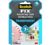 Scotch-Fix Cinta adhesiva doble cara transparente 19 mm x 5 m – Montaje permanente para interiores