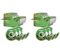 Scotch Magic Cinta Adhesiva Invisible - 2 Rollos de 19mm x 7,5m + 1 GRATIS - Cinta Adhesiva de Uso General para Reparación, Etiquetado y Sellado de Paquetes y Documentos (Paquete de 2)