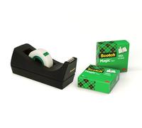 Scotch Portarrollos de sobremesa Magic - 3 rollos 19mm x 33m transparente base antideslizante negro
