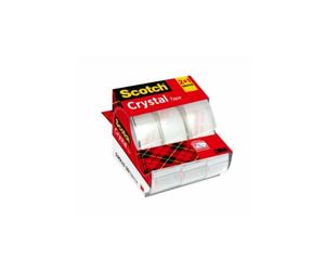 Scotch · Pack 3 Rollos Cinta Supertransparente · 19mm × 7,5m · Con Dispensador Crystal
