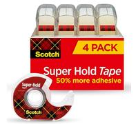 Scotch Super Hold, transparente, 4 rollos de cinta con dispensador | 0.75 pulgadas. 1651 cm, acabado brillante transparente, rollos de cinta para oficina en casa y escuela