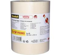 Scotch Utility Cinta de Enmascarar, Beige - 48 mm x 50m, 3 Rollos/Paquete, 70% PEFC