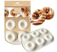 ScrapCooking 1298 - Molde de donuts antiadherente, 6 formas para donuts y babas, molde de metal, apto para horno y congelador