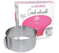 ScrapCooking 1912 Círculo Extensible para pastelería (Acero Inoxidable Plata (Diam) 16 '-30' x (H) 8.5 cm