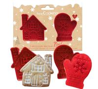 ScrapCooking 2147 - Juego de 2 cortadores con expulsores de Navidad y manoplas para galletas en 3D