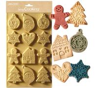 Scrapcooking 2987 - Molde de silicona para galletas de Navidad, diseño de Gingerman, Papá Noel, estrella