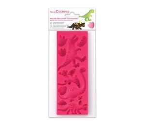 ScrapCooking 3449 - Molde Decorativo con diseño de Dinosaurios, Color Rosa, Silicona, 21,7 x 9,5 x 0,8 cm