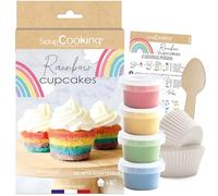 ScrapCooking 3787 - Kit de Cupcakes Rainbow con levaduras colorantes, 40 cajas, cuchara dosificadora y recetas