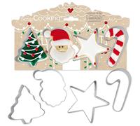ScrapCooking - 4 Cortadores de Galletas Navidad - Moldes de Acero Inoxidable para Pastas y Sablés - Accesorios de Repostería - Árbol, Papá Noel, Estrella, Bastón de Caramelo - 2089