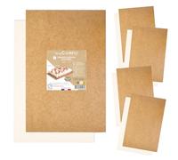 ScrapCooking - 5 soportes para Tartas - 30 x 20 cm - Cartón kraft y Blanco - Rectangular pastelería panadería, Fabricado en Europa - 5217
