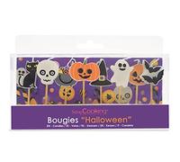 ScrapCooking 5031 - Juego de 8 velas de Halloween, decoración de madera, parafina para tartas, calabaza, gato fantasma, accesorio de cumpleaños, fiesta infantil, magdalena, pastelería y pastelería