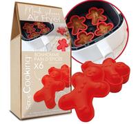 ScrapCooking - 6 Moldes Air Fryer Hombre de Jengibre - Moldes de Silicona - Aptos Horno & Lavavajillas - Cocina Pastelería Tartas Navidad Gingerbread - Rojo - 29110