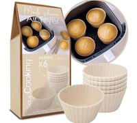 ScrapCooking - 6 Moldes Air Fryer Muffins & Cupcakes - Moldes Cápsulas de Cocción en Silicona - Aptos Horno & Lavavajillas - Cocina Pastelería Tartas - Beige - 29115