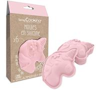 ScrapCooking - 6 Moldes de Silicona Unicornio - Kit Pastelería para Pasteles de Unicornio - Moldes Individuales Flexibles - Aptos para Horno y Lavavajillas - Regalo de Cocina Niños - Rosa - 2910
