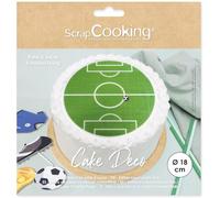 ScrapCooking 7335 - Disco de pasta de azúcar, diámetro de 18 cm, decoración para tartas comestibles, diseño de campo de fútbol, color verde