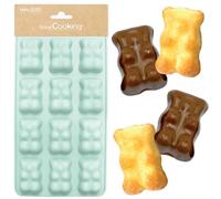ScrapCooking - Molde de Silicona Ositos - 12 Formas para Osos de Malvavisco, Chocolate y Pasteles - Utensilio Flexible para Pastelería - Apto para Horno y Congelador - Verde Agua - 6723