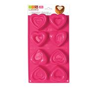 ScrapCooking Molde-Multi 8 Corazones, Silicona, Rosa, 33 x 18 x 3.5 cm