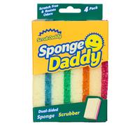 Scrub Daddy Sponge Daddy - Lavable Anti Scratch con Doble Cara Flextexture - Estropajo Cocina, Baño, Horno Esponja Antibacteriana, Reutilizable y Anti-Rayones - Paquete de 4