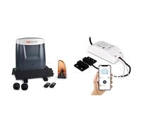 SCS Sentinel, Módulo receptor conectado para WifiGate + motorización de cremallera y piñón de puerta corredera, con 2 mandos a distancia de largo alcance, bombilla LED de luz intermitente, OpenGate3