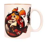SD TOYS Taza con Diseño Harley Quinn Pistola, Cerámica, Blanco y Naranja, 10x14x12 cm
