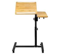 SDdPulse Escritorio ajustable para laptop con 4 ruedas, mesa plegable portátil para computadora, altura ajustable, mesita de noche negra para mayor autonomía, color Madera.-70 x 44 x 65-95 cm