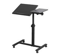 SDdPulse Escritorio ajustable para laptop con 4 ruedas, mesa plegable portátil para computadora de altura ajustable, mesa de noche negra para mayor autonomía, negro, 60 x 34,5 x 58-90 cm