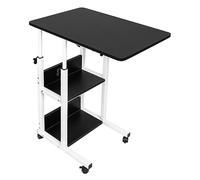 SDdPulse Escritorio ajustable para laptop con 4 ruedas, mesa plegable portátil para computadora de altura ajustable, mesa de noche negra para mayor autonomía, negro, 60 x 40 x 76-86,5 cm