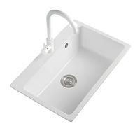 SDdPulse Fregadero de cocina de mármol, fregadero de cocina de granito, compuesto de granito, apto como fregadero de cocina de montaje superior e inferior, plateado, 72 x 47 x 21 cm