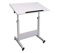 SDdPulse Mesa de escritorio con ruedas para laptop de altura ajustable con 4 ruedas para movilidad móvil, bandeja para laptop, escritorio para mesita de noche o uso de pie