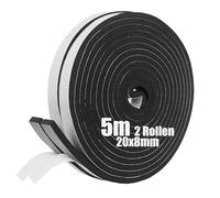 SDLDEER Cinta de espuma, tira de espuma autoadhesiva de 20 mm de ancho x 8 mm de profundidad x 5 m de largo, burlete sellador para puertas, excluder de corrientes de aire para ventanas y puertas
