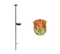 Sdlnklm Lámpara Solar de Jardín de Cristal Rosa, Adorno para Maceta, Varita Luminosa, Flor Decorativa, Pétalos de Cristal Difusores, Retorcido Hecho a M, Style B