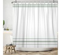 SDOTPMT 140x180cm Cortinas de baño Verdes y Blancas Cortinas clásicas Modernas Cortinas Rayas Verdes Casas Rurales Minimalistas Cortinas de baño bañera Cinturones Decorativos vinculados