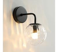 SDUYTDG Aplique de Pared de Vidrio Moderno de 10,6 ", lámpara de Pared de Globo de Granja con Pantalla de Vidrio de Grano de Agua, luz de baño de Metal Europeo, Enchufe E12