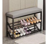 SDYdsgE Banco Zapatero con Estructura metálica Delgada for Espacios pequeños, for Entrada, Dormitorio o al pie de la Cama(A)