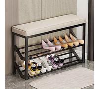SDYdsgE Banco Zapatero con Estructura metálica Delgada for Espacios pequeños, for Entrada, Dormitorio o al pie de la Cama(B)