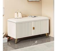 SDYdsgE Zapatero Moderno con Puerta Oculta, Banco y Asiento, Zapatero Delgado for Tacones Altos, Entrada, Pasillo, Armario, Almacenamiento(White Gold,90 * 50 * 30cm)