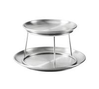 Seafood Tower - 2 Tier Stainless Steel Seafood Serving Tray 25x25x12cm