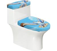 Seagulls in Flight - Juego de tapa elástica para inodoro y cubierta de tanque, decoración de baño elástica suave para decoración ovalada en forma de U